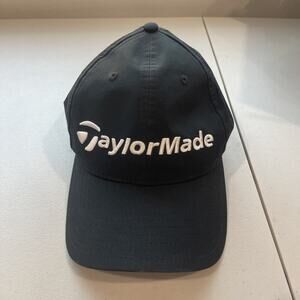 TaylorMade Golf Hat Black Adjustable Logo Cap Lightweight Mesh Reg 58 CM Embroid